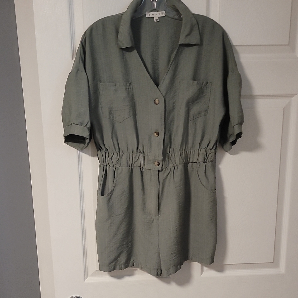 HYFVE Olive Green Short Sleeve Utility Romper